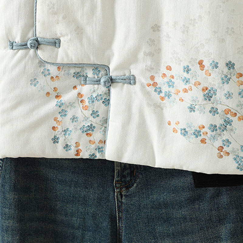 Buddha Stonesレディース ブルーフラワー フロッグボタンデザイン 長袖 サーマルジャケット - image 8