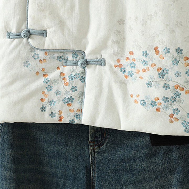 Buddha Stonesレディース ブルーフラワー フロッグボタンデザイン 長袖 サーマルジャケット - image 8