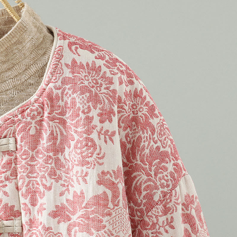 Buddha Stonesレディース 牡丹の花 カエルボタンデザイン 長袖 サーマルジャケット ポケット付き - image 4