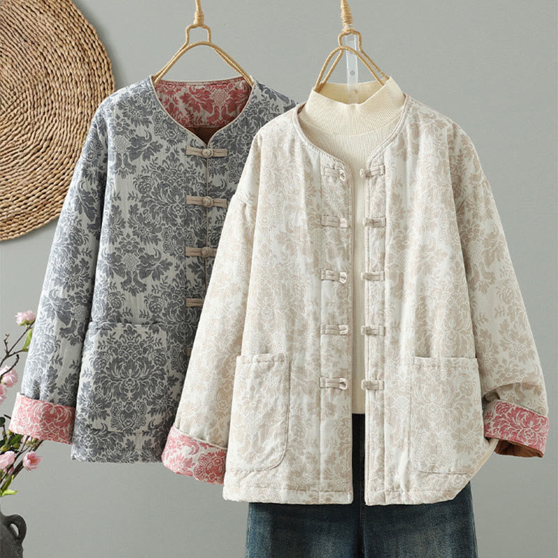 Buddha Stonesレディース 牡丹の花 カエルボタンデザイン 長袖 サーマルジャケット ポケット付き - image 27