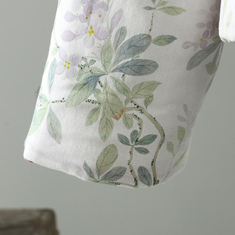 Buddha Stonesレディース パープルフラワーリーフ フロッグボタンデザイン 長袖 サーマルジャケット - image 7