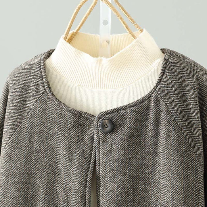 Buddha Stonesレディース ブラウン ボタンデザイン 長袖 サーマルジャケット ポケット付き - image 2