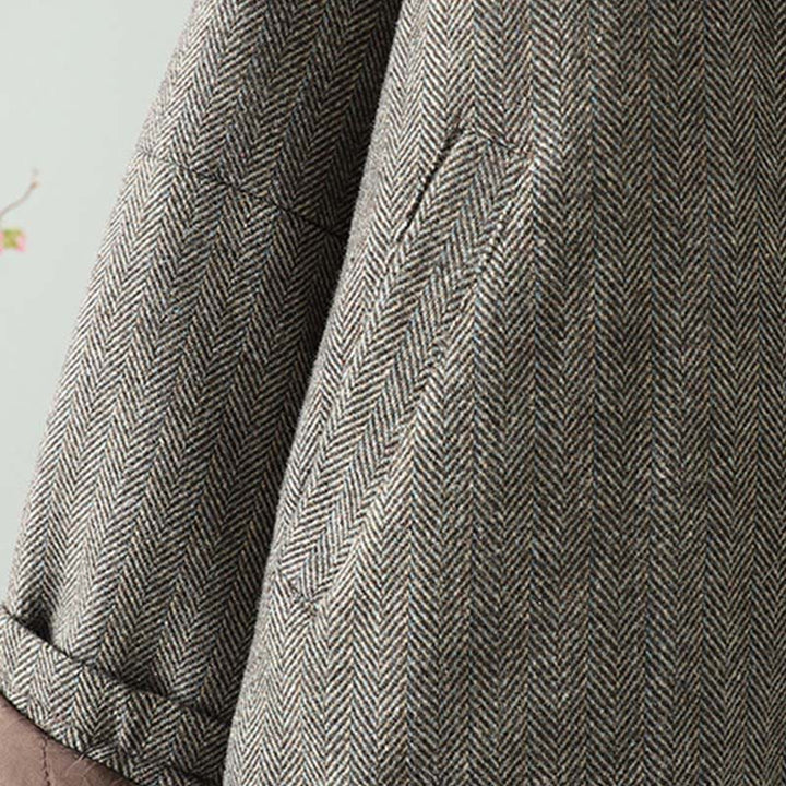 Buddha Stonesレディース ブラウン ボタンデザイン 長袖 サーマルジャケット ポケット付き - image 5