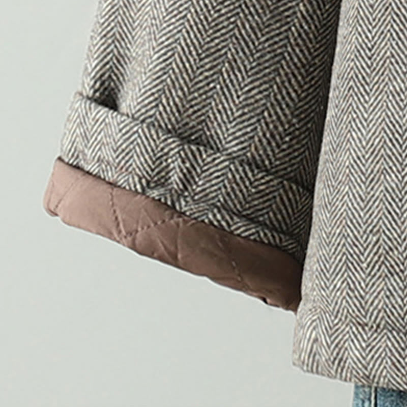 Buddha Stonesレディース ブラウン ボタンデザイン 長袖 サーマルジャケット ポケット付き - image 6