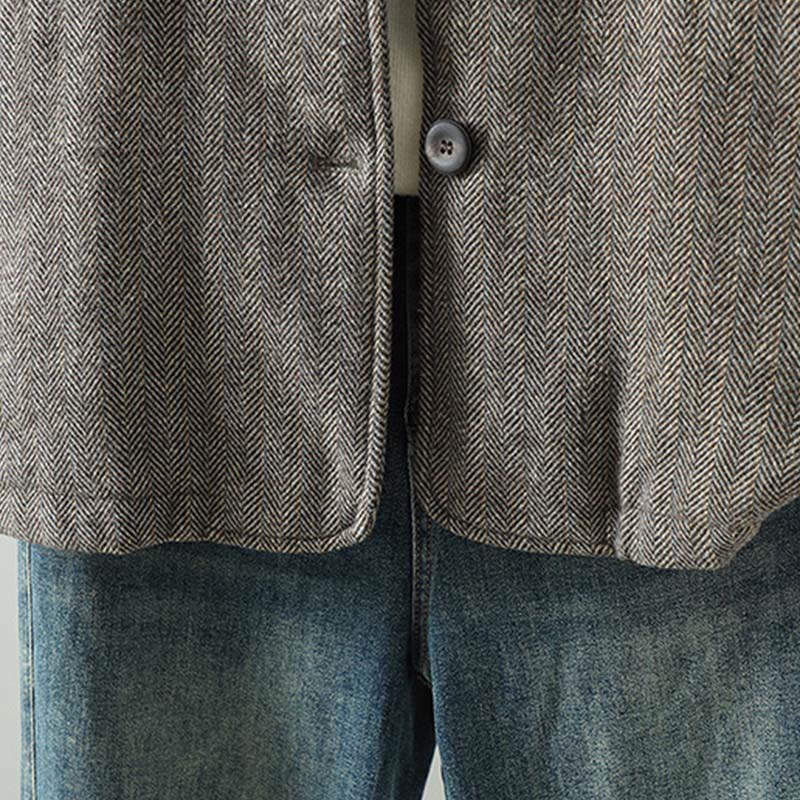 Buddha Stonesレディース ブラウン ボタンデザイン 長袖 サーマルジャケット ポケット付き - image 8