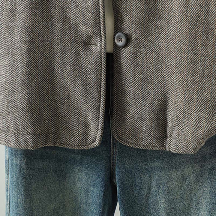 Buddha Stonesレディース ブラウン ボタンデザイン 長袖 サーマルジャケット ポケット付き - image 8