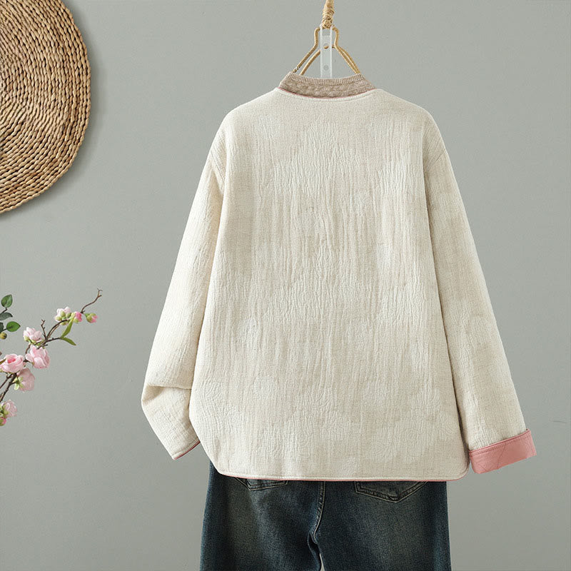 Buddha Stonesレディース ベージュ フロッグボタン 長袖 サーマルジャケット ポケット付き - image 1