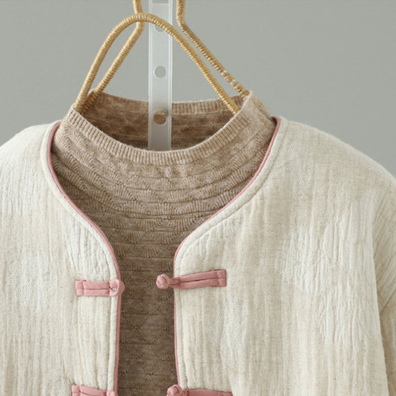 Buddha Stonesレディース ベージュ フロッグボタン 長袖 サーマルジャケット ポケット付き - image 2