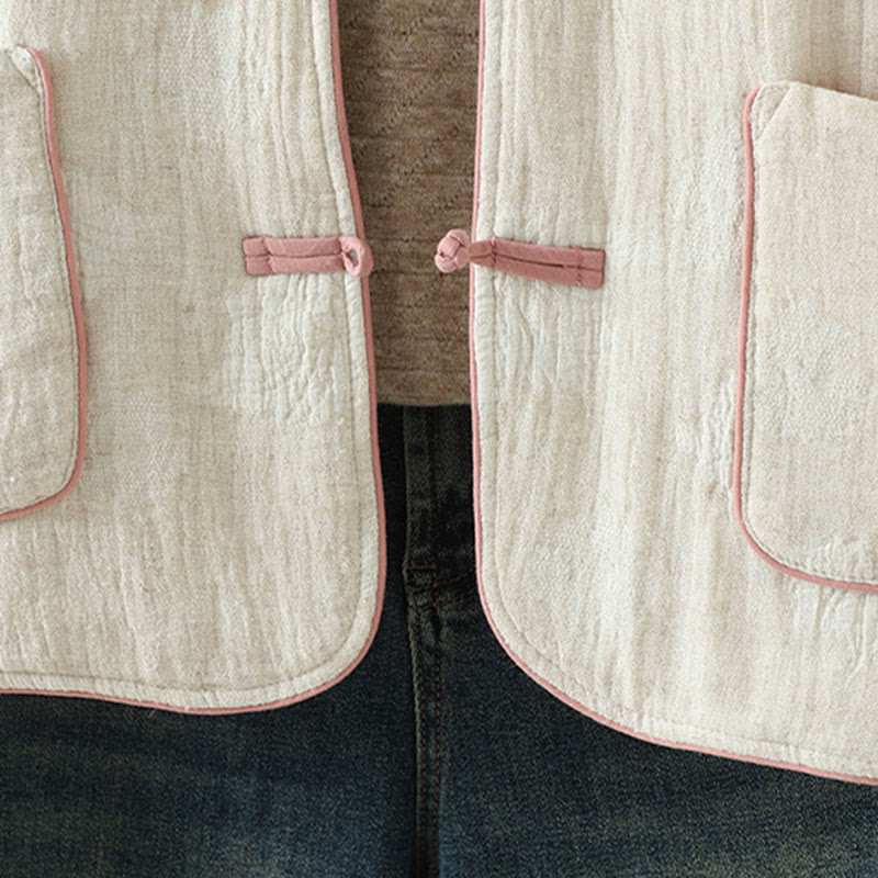 Buddha Stonesレディース ベージュ フロッグボタン 長袖 サーマルジャケット ポケット付き - image 9