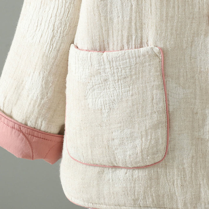 Buddha Stonesレディース ベージュ フロッグボタン 長袖 サーマルジャケット ポケット付き - image 5