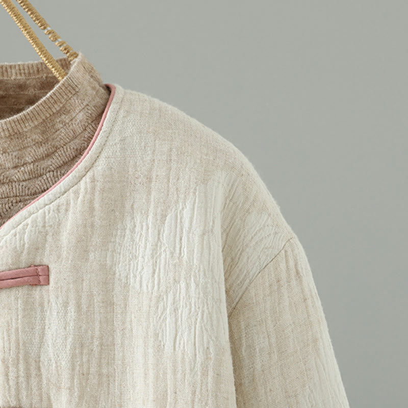 Buddha Stonesレディース ベージュ フロッグボタン 長袖 サーマルジャケット ポケット付き - image 3