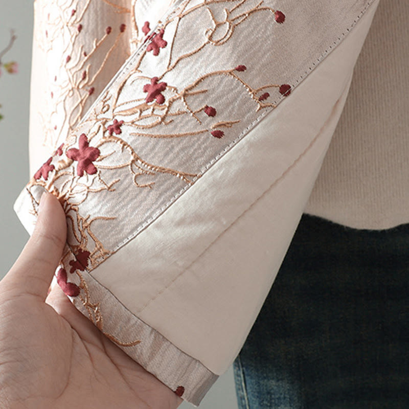 Buddha Stonesと赤い花、つるボタンのデザイン、ポケット付き長袖サーマルレディースジャケット - image 7