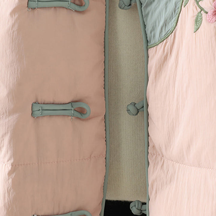 Buddha Stones桃の花刺繍 カエルボタン 長袖 保温 レディース ジャケット ポケット付き - image 10