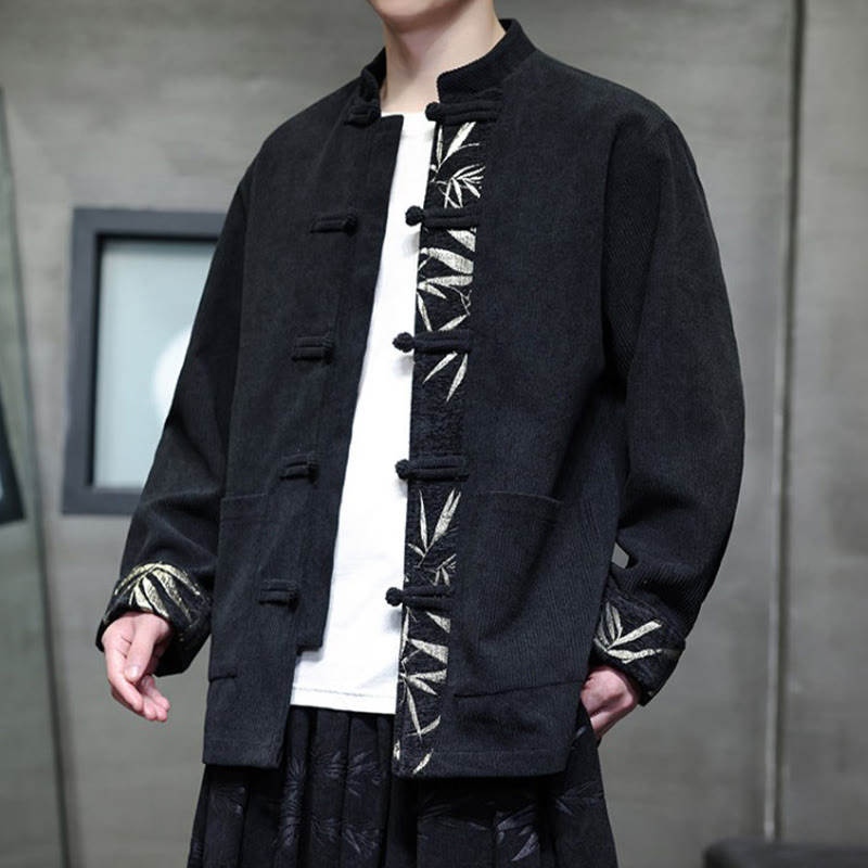 Buddha Stones秋 竹 カエルボタン 長袖 メンズ コーデュロイ コットン ジャケット ポケット付き - image 9