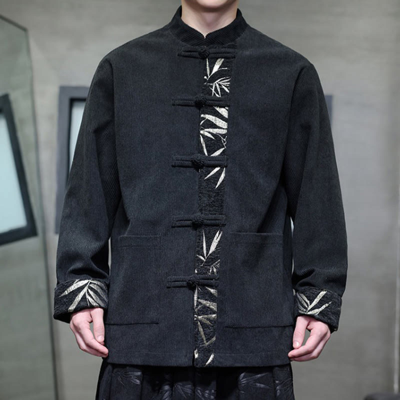 Buddha Stones秋 竹 カエルボタン 長袖 メンズ コーデュロイ コットン ジャケット ポケット付き - image 13