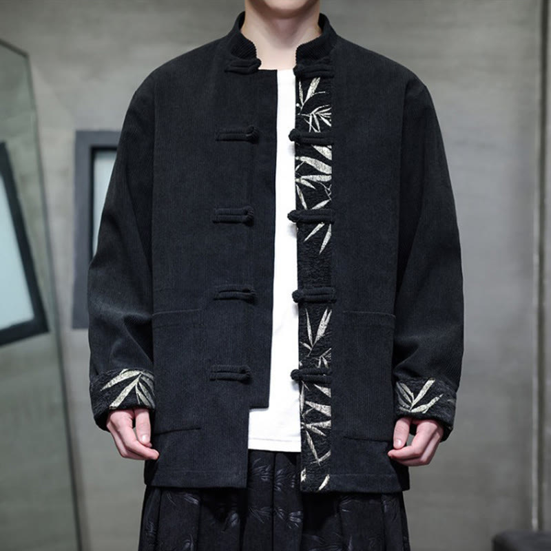 Buddha Stones秋 竹 カエルボタン 長袖 メンズ コーデュロイ コットン ジャケット ポケット付き - image 11