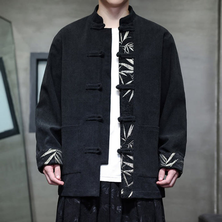 Buddha Stones秋 竹 カエルボタン 長袖 メンズ コーデュロイ コットン ジャケット ポケット付き - image 11