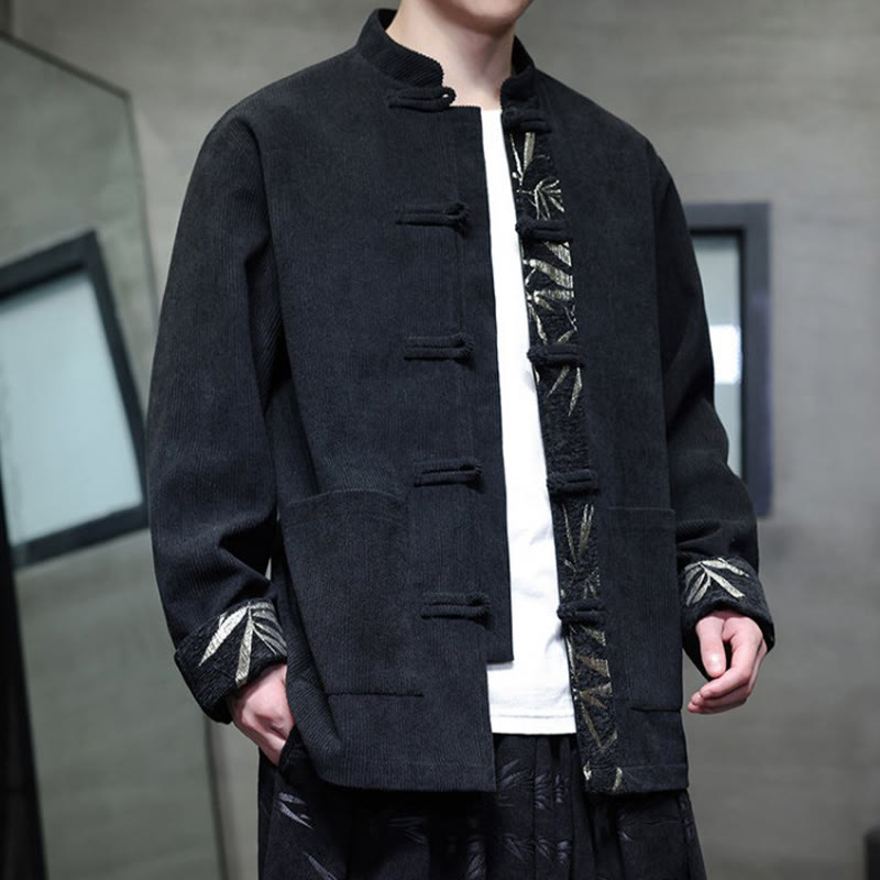 Buddha Stones秋 竹 カエルボタン 長袖 メンズ コーデュロイ コットン ジャケット ポケット付き - image 12