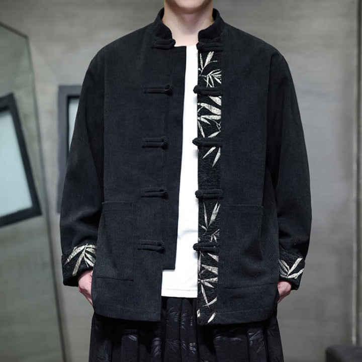 Buddha Stones秋 竹 カエルボタン 長袖 メンズ コーデュロイ コットン ジャケット ポケット付き - image 6