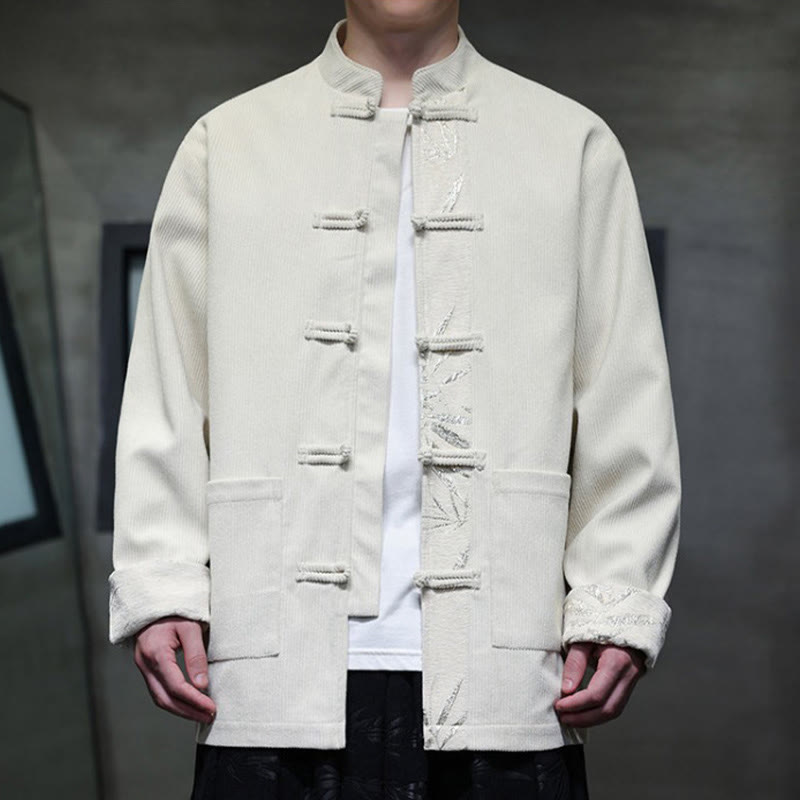 Buddha Stones秋 竹 カエルボタン 長袖 メンズ コーデュロイ コットン ジャケット ポケット付き - image 15