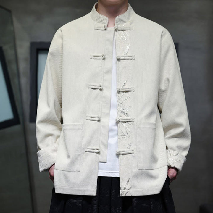 Buddha Stones秋 竹 カエルボタン 長袖 メンズ コーデュロイ コットン ジャケット ポケット付き - image 19