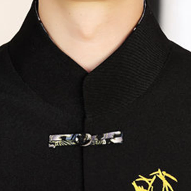 Buddha Stones 2点 唐装 竹 カエルボタン メンズ 長袖 シャツ パンツ 衣類セット - image 4