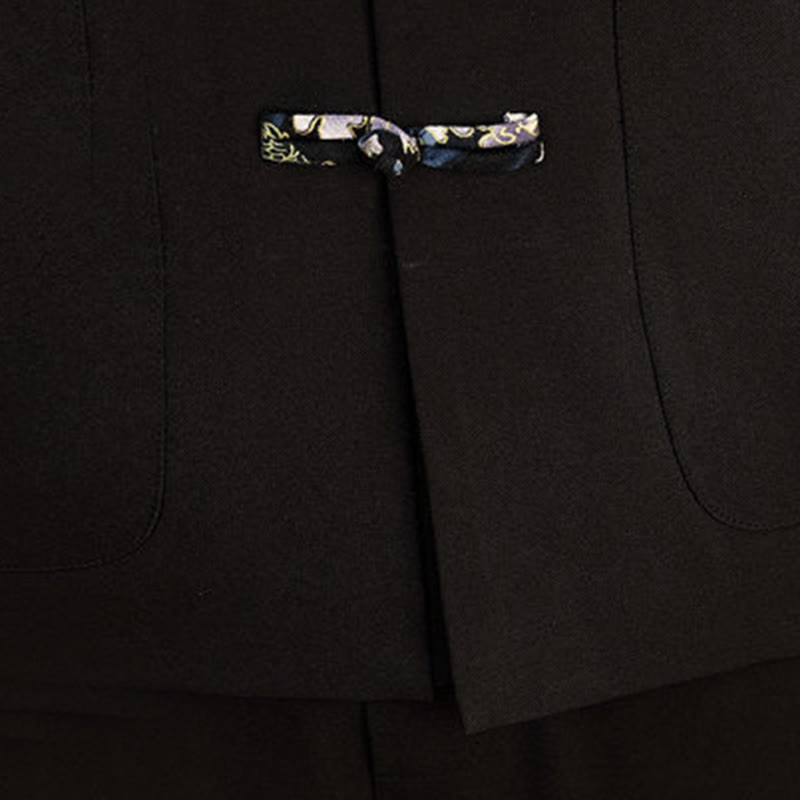 Buddha Stones 2点セット 唐装 カエルボタン メンズ ウェーブ 長袖 シャツ パンツ 衣装セット - image 19