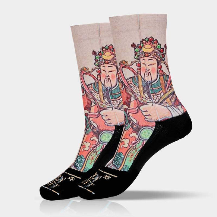 Buddha Stonesカジュアル富貴神如意柄マイクロクルーソックスメンズレディースユニセックス - image 15
