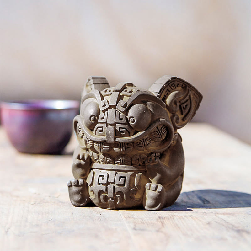 Buddha Stones手作り 金 呑み込み獣 鉄粉 錆 鋳造 樹脂 像 室内装飾 - image 13