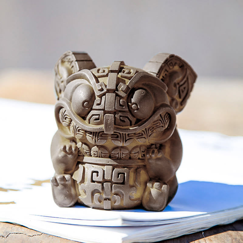 Buddha Stones手作り 金 呑み込み獣 鉄粉 錆 鋳造 樹脂 像 室内装飾 - image 7