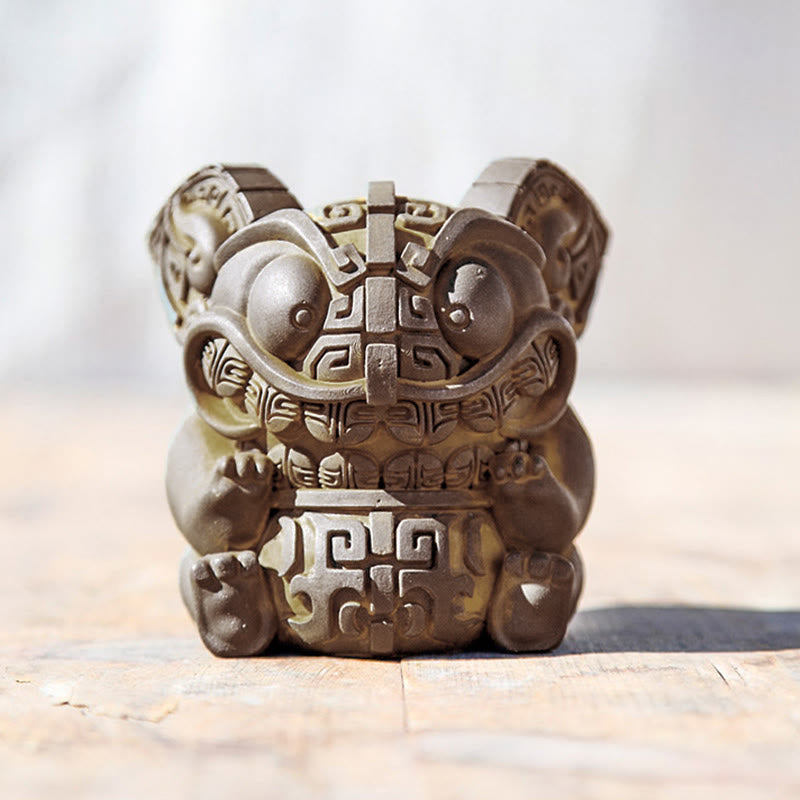 Buddha Stones手作り 金 呑み込み獣 鉄粉 錆 鋳造 樹脂 像 室内装飾 - image 10