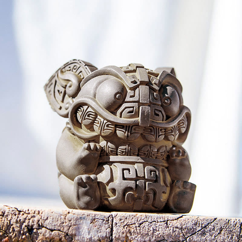 Buddha Stones手作り 金 呑み込み獣 鉄粉 錆 鋳造 樹脂 像 室内装飾 - image 4