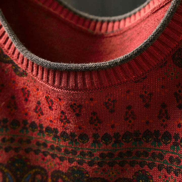 Buddha Stones秋の植物 花柄 クルーネック 長袖 レディース コットン セーター ポケット付き - image 6