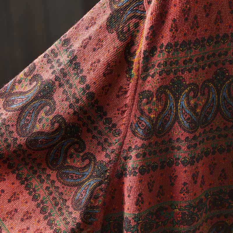 Buddha Stones秋の植物 花柄 クルーネック 長袖 レディース コットン セーター ポケット付き - image 9