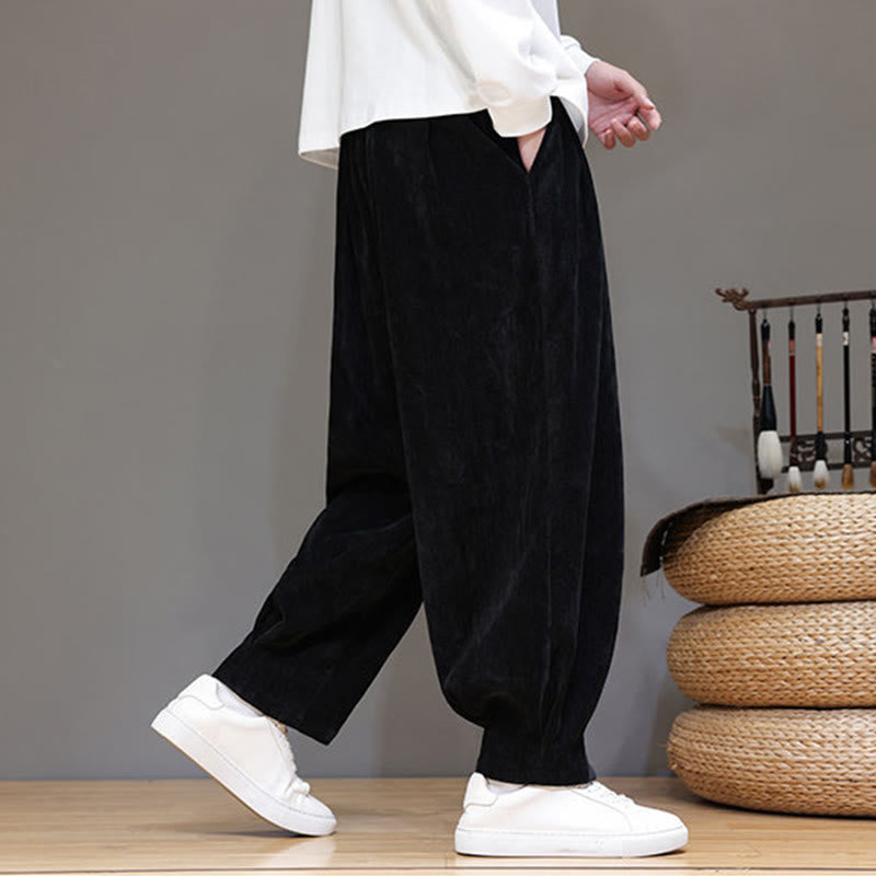 Buddha Stones冬用 純色 コットン メンズ ハーレム 厚手 裏起毛 ポケット付きパンツ - image 13