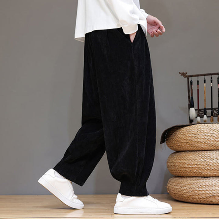 Buddha Stones冬用 純色 コットン メンズ ハーレム 厚手 裏起毛 ポケット付きパンツ - image 13