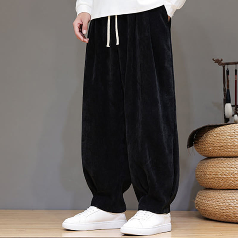 Buddha Stones冬用 純色 コットン メンズ ハーレム 厚手 裏起毛 ポケット付きパンツ - image 9