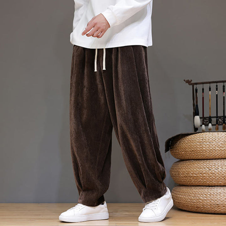 Buddha Stones冬用 純色 コットン メンズ ハーレム 厚手 裏起毛 ポケット付きパンツ - image 18