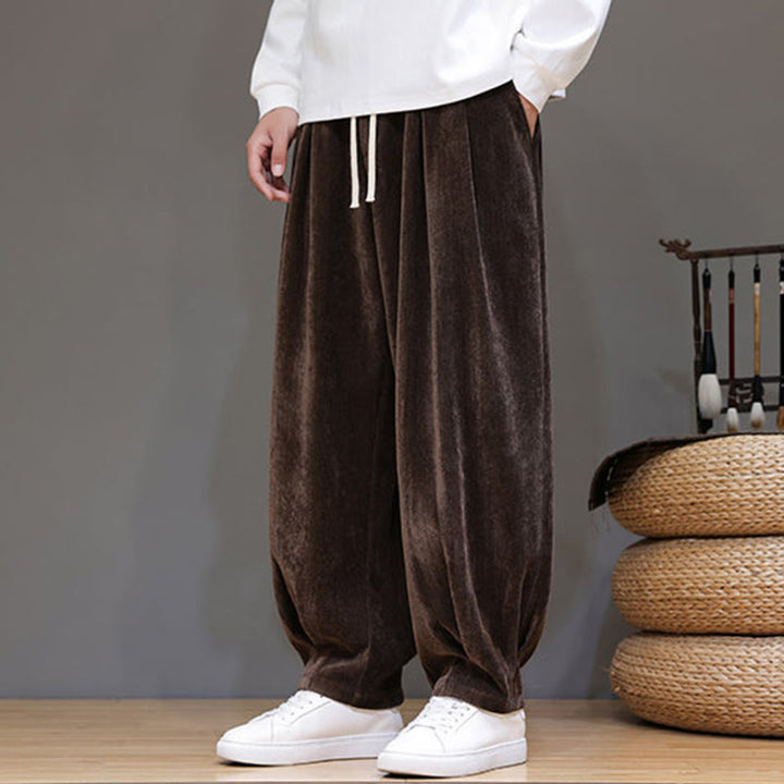 Buddha Stones冬用 純色 コットン メンズ ハーレム 厚手 裏起毛 ポケット付きパンツ - image 17