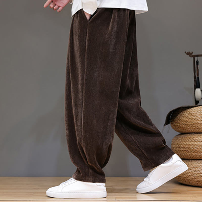 Buddha Stones冬用 純色 コットン メンズ ハーレム 厚手 裏起毛 ポケット付きパンツ - image 21