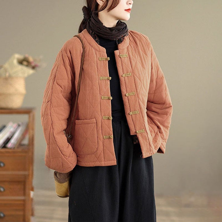 Buddha Stonesレディース 無地 コットンパッド 太極拳 禅 長袖 ジャケット ポケット付き - コーラル - US14、 UK/AU18、 EU46 (2XL) - image 0