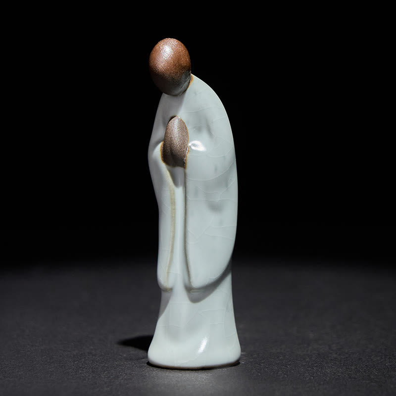 Buddha Stones瞑想 僧侶 陶器像 静寂 室内装飾 - グレーのボウイング 2*2*7cm - image 0