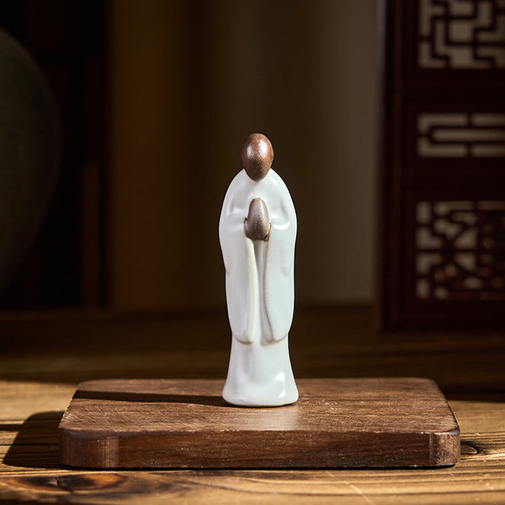 Buddha Stones瞑想 僧侶 陶器像 静寂 室内装飾 - image 3