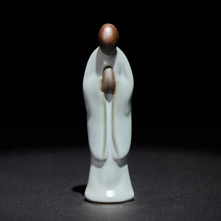 Buddha Stones瞑想 僧侶 陶器像 静寂 室内装飾 - image 1