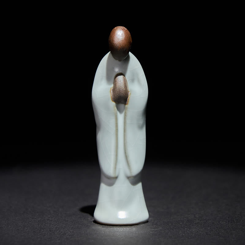 Buddha Stones瞑想 僧侶 陶器像 静寂 室内装飾 - image 1