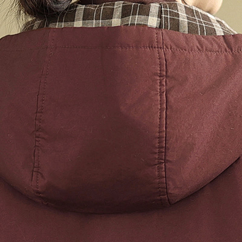 Buddha Stonesのチェック柄パーカー柄 レディース 長袖 コットン 厚手 ジャケット ポケット付き - image 11