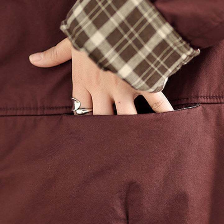 Buddha Stonesのチェック柄パーカー柄 レディース 長袖 コットン 厚手 ジャケット ポケット付き - image 10