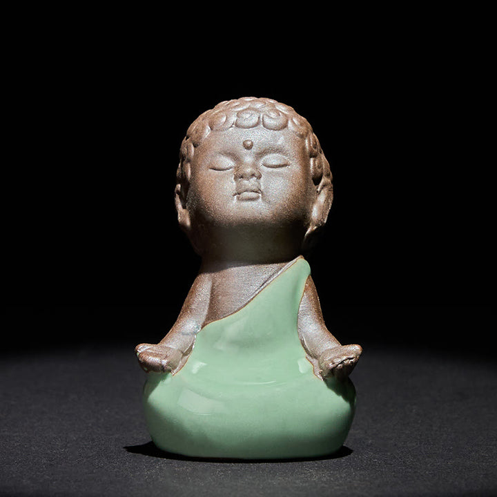 Buddha Stones祈り 瞑想 休息 僧侶 陶器像 静寂 家の装飾 - 反射 5.5×5.5×8.5cm - image 10