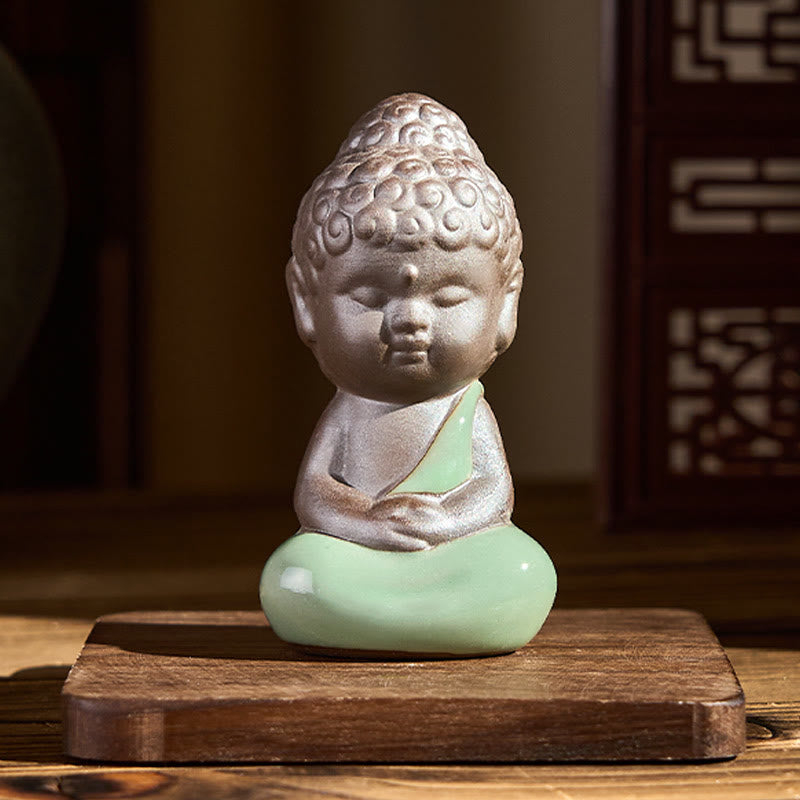 Buddha Stones祈り 瞑想 休息 僧侶 陶器像 静寂 家の装飾 - image 22
