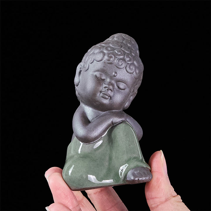 Buddha Stones祈り 瞑想 休息 僧侶 陶器像 静寂 家の装飾 - image 38